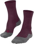 FALKE Women's TK5 Wander Hiking Socks, Crew Length, Light Padding, Athletic Sock, Breathable Quick Dry, Merino Wool, Red (Grape Wine 8213), 9.5-10.5, 1 Pair