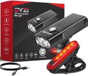 DYZI Bike Lights-USB Rechargeable Bike Light Set Easy to Fit & Mount-Waterproof Bicycle Light with Built-in Powerbank for Charging Devices