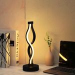 ELINKUME LED Table Bedside Lamp,12W Modern Stepless Dimming Home Desk Lamp,Warm White Light,32.5CM Creative Night Light for Bedroom,Living Room,Study,Office,Kids Room(Black)