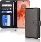 TECHGEAR Moto G04 / Moto E14 / Moto G24 / Moto G04s Phone Leather Wallet Case, Flip Protective Cover with [RFID BLOCKING] Wallet Card Holder, Stand & Wrist Strap, Black PU Leather with Magnetic Clasp