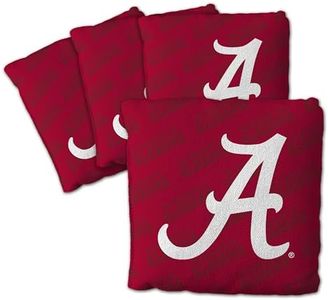 YouTheFan Officially-Licensed NCAA Alabama Crimson Tide Set of 4 Cornhole Bags - All Weather Regulation 6” x 6” Size - 16oz Weight - Designed in USA