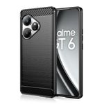 CoverLine Back Cover Carbon Fiber, Scratch Resistant, Shock Absorbing, Soft TPU Rubber Protective Case for Realme GT 6T/ Realme GT 6 - Black