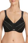 Berlei Women's Underwear Microfibre Full Support Non-Padded Sports Bra SF2, Black, 12DD