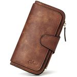 Wallet for Women Leather Two-Toned Designer Bifold Long Ladies Credit Card Holder Organizer Ladies Clutch Brown