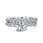 Art Deco Style Traditional 3CT Cubic Zirconia Round Brilliant Cut Round Solitaire Eternity Band AAA CZ Anniversary Wedding Engagement Ring Set Band For Women .925 Sterling Silver