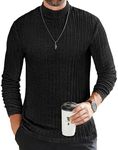 Ekouaer Men's Mock Turtleneck Shirts Long Sleeve Underwear Tops Fleece Ribbed Knit Pullover Sweater Basic Thermal Sweatshirts Black XL