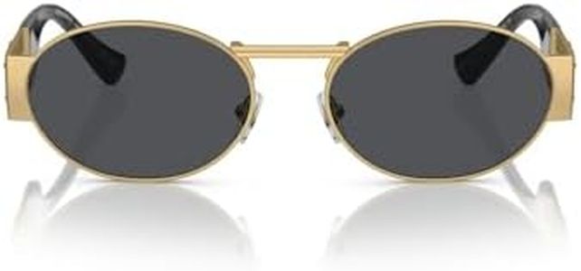 Versace Unisex Sunglasses Matte Gold Frame, Dark Grey Lenses, 56MM