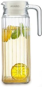 AGARO Elegant Glass Jug with Lid, 1.1L, Multipurpose Jug, Easy Pour Spout & Strong Handle, Transparent Beverage Carafe for Home, Office, Pitcher for Serve Water, Milk, Juice, Beverage, Lassi, Cocktail