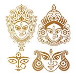 WallDesign Car Graphics Design Durga Devi Set of 4 Series Copper Colour Reflective Stickers