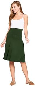 Popana Womens Casual Knee Length A-Line Stretch Midi Skirt Plus Size Made in USA Size M Olive
