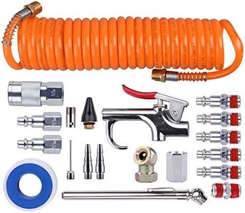 WYNNsky 1/4 Inch NPT Air Accessory Kit - 20 Piece, Air Compressor Hose Tool Kit with Coil PU Hose/Blow Gun/Tire Gauge/Storage Case