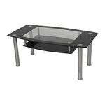 mahara Black Glass Coffee Table, Rectangle, 110cm x 60cm, for Living Rooms, Lounges, Study, etc