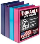 Samsill Durable 2 inch 3 Ring Binder, D Ring Binder, 100% Recycled Chipboard, Fashion Assortment, 4 Pack