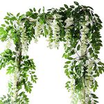 Yueshop 2x7FT Artificial Wisteria Vine Garland Plants Flowers Arts For Ceremony Home Wedding Decoration (White)