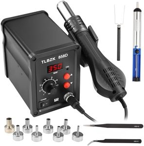 TLBZK 858D 220V Rework Station, SMD Soldering Station with Hot Air Heat Gun, Digital Solder Stations Iron Holder with 8 Nozzles for Electronics Repairing