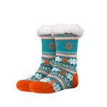 FOCO - Officially Licensed NFL Women's Tall Footy Slipper Socks - One Size Fits Most, Miami Dolphins, One Size