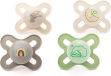 MAM Original Start Day & Night Soothers | 0-2 Months | 4 Pack | Includes 2X Glow in The Dark Dummies | Orthodontic Design | Baby Accessories | Pink (Various Designs)