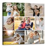 LZIMU 7 Picture Collage Canvas Prints Personalised Multi Photo Wall Art Custom Your Image to Canvas Customised Family Gifts Home Decor (Collage Photo-10, Framed)