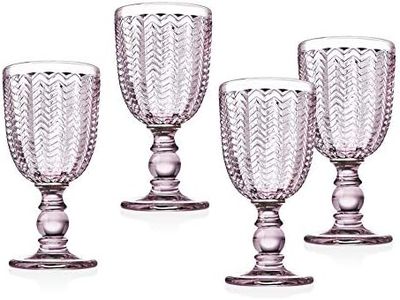 Godinger Red Wine Glass, Wine Glass, Stem Glass, Goblet Beverage Glass Cup – Rose Pink – 10oz, Set of 4