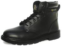 Unisex Black Leather 6 Eye Safety Boot - Apprentice - Black - size UK Mens Size 15