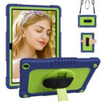 FIEWESEY Case for Walmart ONN 10.1 Inch Gen 3 2022 Tablet,Heavy Duty Shockproof with 360 Rotating Stand Hand&Shoulder Strap Kids Case for Walmart Onn 10.1 Inch 3nd Gen(Model:100071485)(Navy/Green)