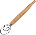 Fackelmann Pasta, Focaccia and Dough Whisk - Whisk for Airy Doughs - Danish Whisk with Ergonomic Beech Wood Handle