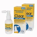 Cl-Ear Express Ear Spray - Natural Ear Wax Removal - Softens Build-Up, Dissolves Earwax, Cleaning Solution for Clogged Ears - Suitable for Adults, Elderly, Children 3 yrs and up - 45ml, 2 Pack