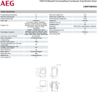 AEG 7000 Washer Dryer 9kg/6kg – White