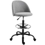 Vinsetto Ergonomic Drafting chair Adjustable Height w/ 5 Wheels Padded Seat Footrest 360° Swivel Freely Comfortable Versatile Use For Home Office - Grey