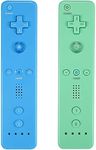 Yosikr Wii Controller 2 Pack, Wii Remote Controller with Silicone Case and Wrist Strap Compatible for Wii/Wii U Console - Green and Blue