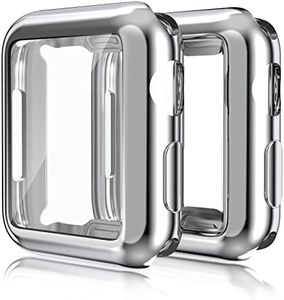 2 Pack Compatible with Apple Watch Series 9 (2023) Series 8 Series 7 45mm Case iWatch Screen Protector TPU All-Around Protective Case Clear Ultra-Thin Cover for Apple Watch Series 7 Case Silver