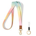 Hsxnam Neck Lanyard Key Chain, Long Lanyard Strap Keychain Holder for Women Men Car Keys ID Badges Card Wallet Phone Camera, Colorful