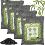 Activated Charcoal Odor Absorber for Strong Odor，Bamboo Charcoal Air Purifying Bagm, Home Car Closet Deodorizer Strong Odor Eliminator for Room, Drawer Smoke Smell Remover(Large, 4 Pack, 200g each)