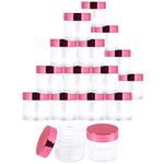 Beauticom 30G/30ML(1 Oz) Round Clear Jars with Flat Top Lids for Herbs, Spices, Loose Leaf Teas, Coffee & Other Foods- BPA Free (24 Jars, Rose Gold)