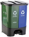 Nayasa Plastic 2 In 1 Dustbin Small | 19 Liter | Pedal Dustbin | With Lid and Detachable Bin | Garbage Waste Bin with Handle | Dustbin for Kitchen-Bathroom | Wet & Dry Waste Bin | Green & Blue