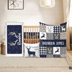 Duckbe Custom Crib Bedding Set - Deer Design Personalized Name Baby Nursery Bedding 3 Pcs Set - Chic Soft Blanket, Sheet, Pillowcase for Newborns Boys Girls Gifts Color03
