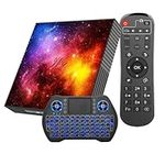 Android TV Box 4GB RAM 128GB ROM Upgraded W2 Mali-G31 2.4G/5G Dual WiFi Bluetooth 4.2,Media Player Support 3D Android 12 TV Box USB 2.0 Wireless Backlit Mini Keyboard Support 4K Video