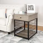 Multi-Functional Dog Cage, Decorative Kennel with Drawers, Can be Used as A Nightstand, Material is Durable, Easy to Assemble, Gray