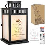 WOODEXPE Sympathy Gift Memorial Lantern with Flickering LED Candle and Remote Control Memorial Gift for Loss of Loved One - Those We Love Don't Go Away Black