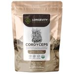 Organic Cordyceps Mushroom Powder - Ultra Concentrated Cordyceps Mushroom Extract Supplement - Promotes Energy, Endurance and Stamina - 100% Fruiting Body - 100 grams - Longevity Botanicals