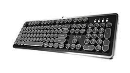 AZiO MK-RETRO-01 Mk Retro USB Typewriter Inspired Mechanical Keyboard, Blue Switch, Black and Silver