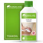 Nordicare Teak Oil (525 ml) - Wood Oil for the Entire Indoor Area - Revives the Original Color of Wood - Premium Teak Oil Wood Care Oil with Stain Protection - Natural Silk Matt Finish-Made in Denmark