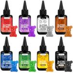 JDiction Glitter UV Resin, 8pcs Coloured UV Resin with Sparkling Effect, Hard Metallic UV Resin Kit for Jewelry Making, Coloured Resin Casting and Coating, Crafts and Decoration