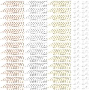 150 PCS Mixed Colors Earring Hooks for Jewelry Making Hypoallergenic Fish Hook Earrings Findings to DIY Earing for Women Grils Silicone Clear Backs Included