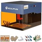 SCULPFUN iCube Pro 5W Mini Laser Engraving Machine, Desktop Laser Engraver with 0.06mm Precision, 10000mm/min High-Speed Engraving Laser Cutter with Filtering System Temperature Alarm, 130x130mm