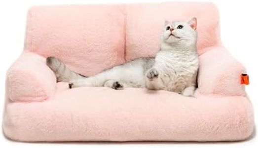 MEWOOFUN Cama para gatos y perros, mullida y suave, pequeños y grandes, 66 x 48 cm, bonita cama para gatos con parte inferior antideslizante, color rosa