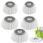 5 Pack Microfiber Spin Mop Refills, Microfiber Mop Heads Clean Twist Disc Mop, 360° Rotating, Durable and Reusable, Round Shape Standard Size, For Most Floor Types