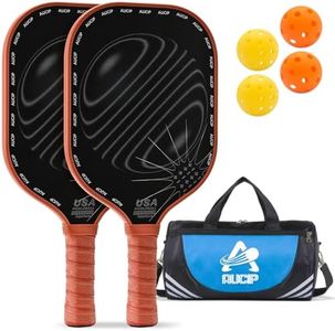AUCIP Lot de 2 raquettes de pickleball, surface en fibre de verre, avec 2 raquettes de pickleball, 4 balles de pickleball et 1 sac de pickleball, pour l'intérieur et l'extérieur