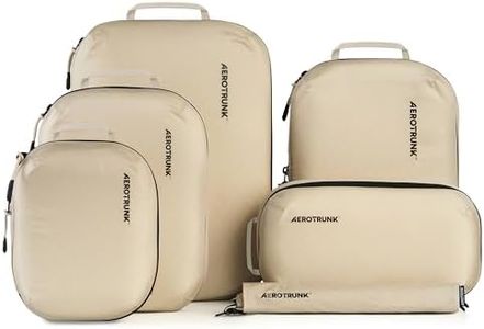 Aerotrunk Ultralight Compression Packing Cubes - Lightweight Travel Organizers for Suitcases and Luggage (6-Pack, Beige)
