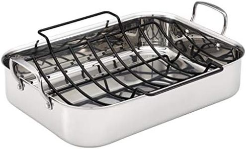 Anolon Tri-Ply Clad Stainless Steel 17-Inch by 12-1/2-Inch Large Rectangular Roaster with Nonstick Rack
